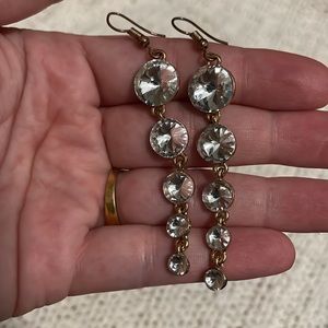 Vintage Gold Tone Rhinestone Dangle Earrings